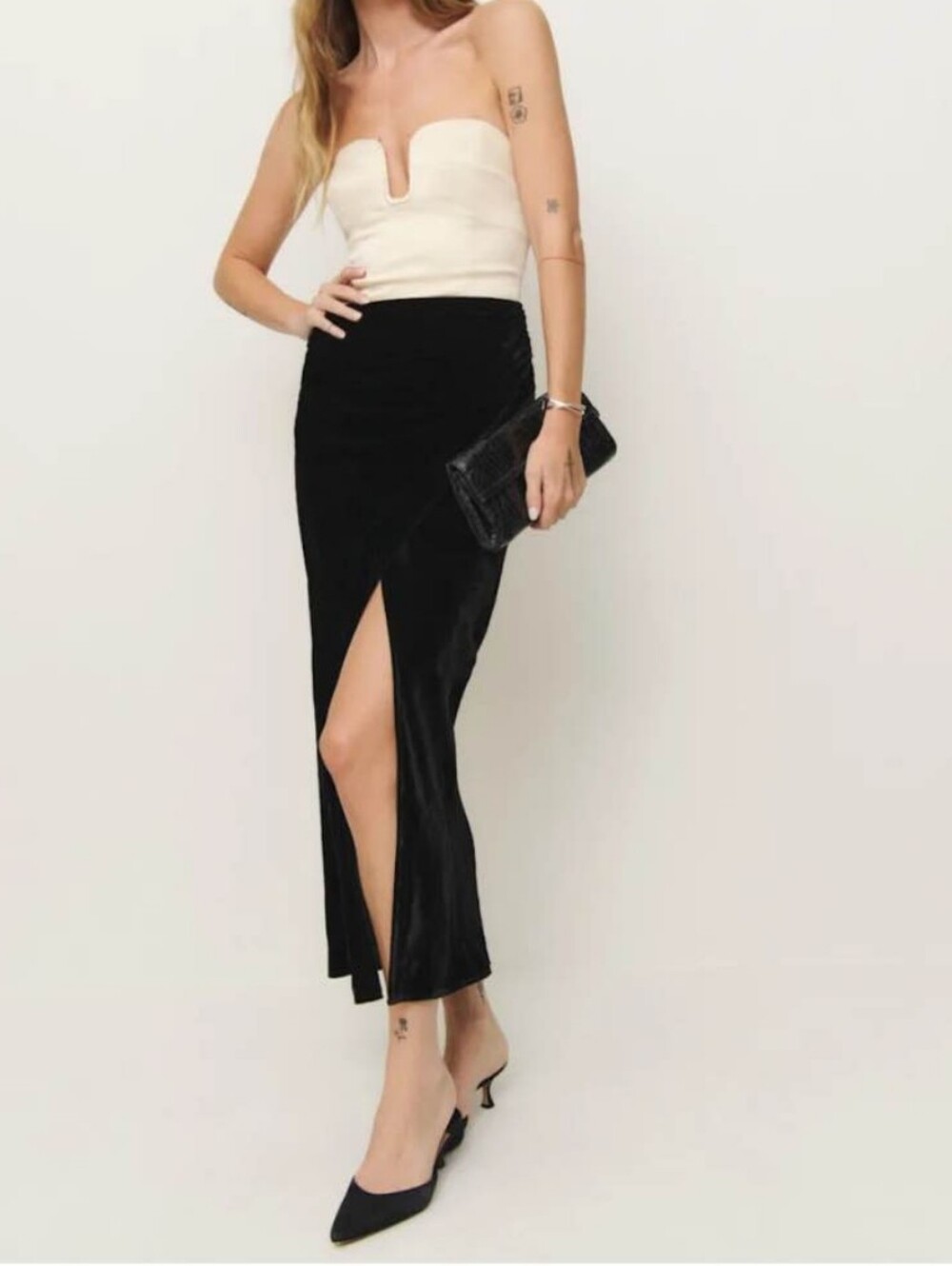 REFORMATION Minara Two-Tone Velvet Dress 4 NWT  Dark Romance Gothic Glam Evening